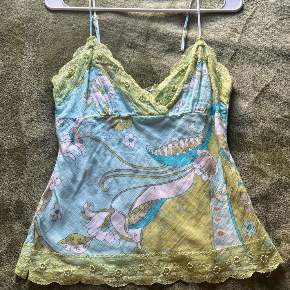 My Michelle Green and Blue Floral Camisole